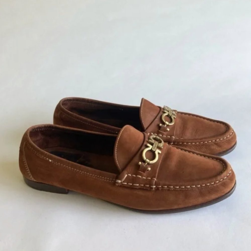 Salvatore Ferragamo Tan Suede Oxford Loafers size 9 - Picture 2 of 15